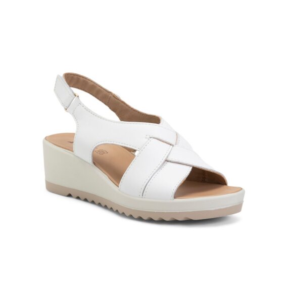IMAC White Made In Italy Leather Comfort Wedge Sandals - Picture 1 of 2